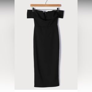 My Favorite Night Black Off-the-Shoulder Bodycon Midi Dress sz M